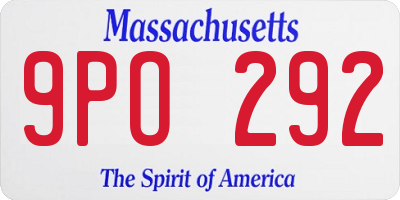 MA license plate 9PO292