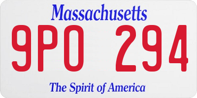 MA license plate 9PO294