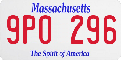 MA license plate 9PO296