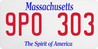 MA license plate 9PO303