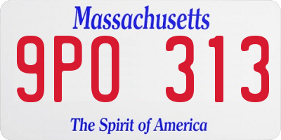 MA license plate 9PO313