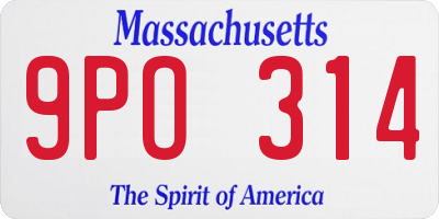 MA license plate 9PO314