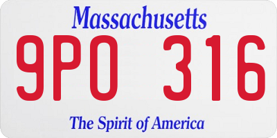 MA license plate 9PO316