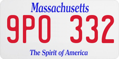 MA license plate 9PO332