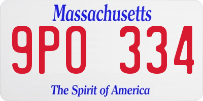 MA license plate 9PO334