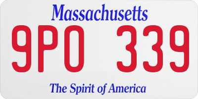 MA license plate 9PO339