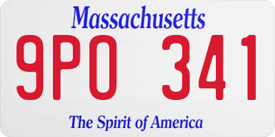 MA license plate 9PO341