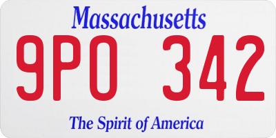MA license plate 9PO342