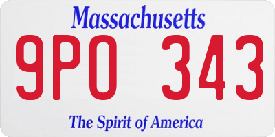 MA license plate 9PO343