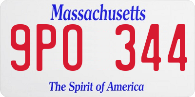 MA license plate 9PO344