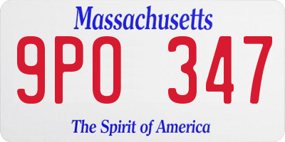 MA license plate 9PO347