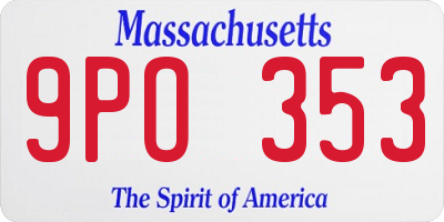 MA license plate 9PO353