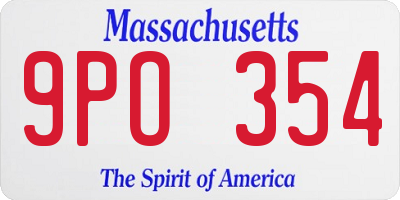 MA license plate 9PO354