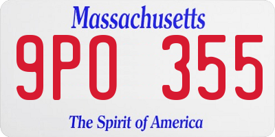 MA license plate 9PO355