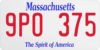 MA license plate 9PO375