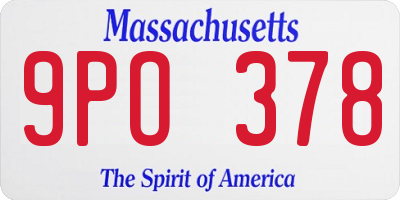 MA license plate 9PO378