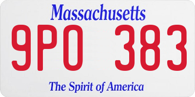MA license plate 9PO383
