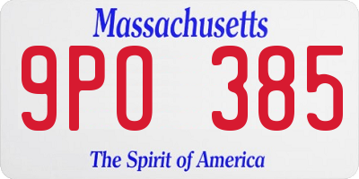 MA license plate 9PO385