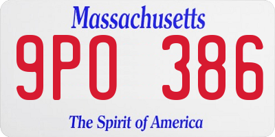 MA license plate 9PO386