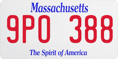 MA license plate 9PO388