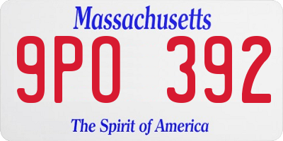 MA license plate 9PO392