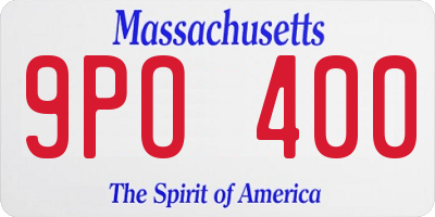 MA license plate 9PO400