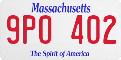 MA license plate 9PO402