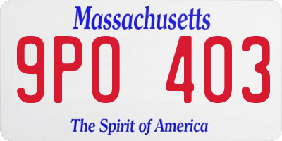 MA license plate 9PO403
