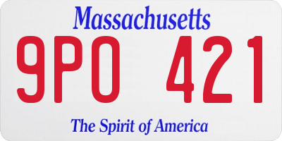 MA license plate 9PO421