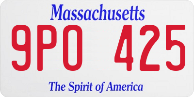 MA license plate 9PO425
