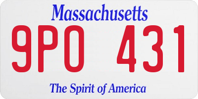 MA license plate 9PO431