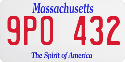 MA license plate 9PO432