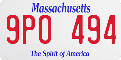MA license plate 9PO494