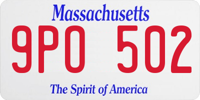 MA license plate 9PO502