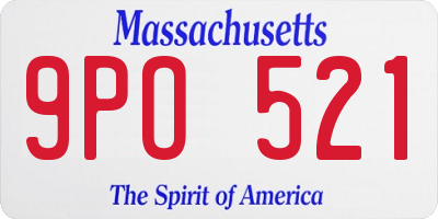 MA license plate 9PO521