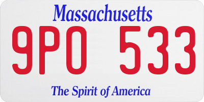 MA license plate 9PO533