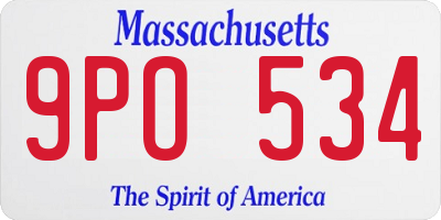 MA license plate 9PO534