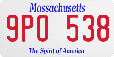 MA license plate 9PO538