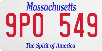 MA license plate 9PO549