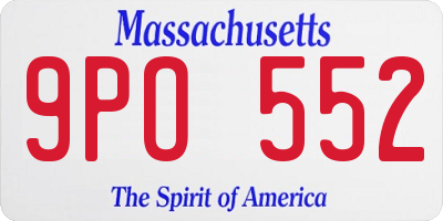 MA license plate 9PO552