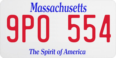 MA license plate 9PO554