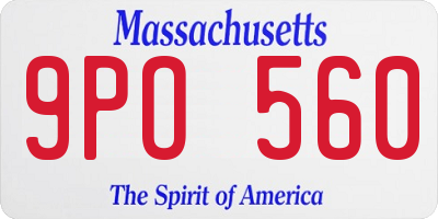 MA license plate 9PO560
