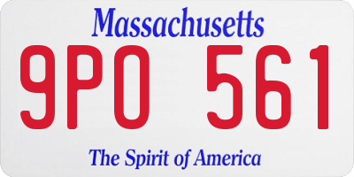 MA license plate 9PO561