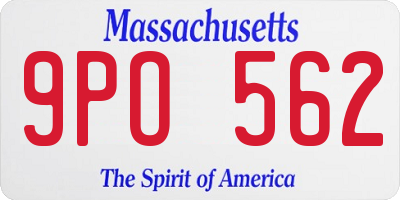 MA license plate 9PO562