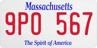 MA license plate 9PO567