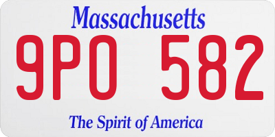 MA license plate 9PO582