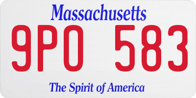 MA license plate 9PO583
