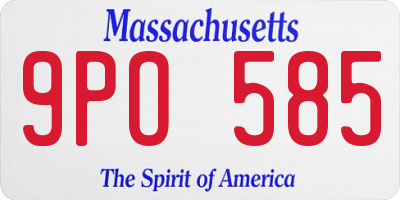 MA license plate 9PO585
