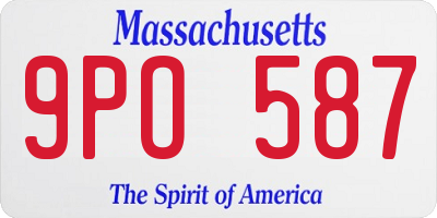 MA license plate 9PO587