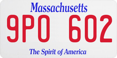 MA license plate 9PO602